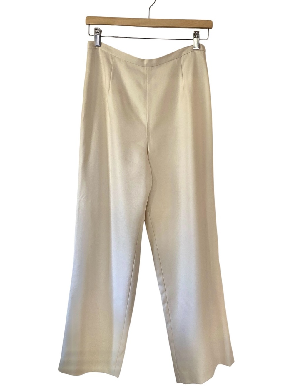 Talbots Pure Silk Winter White Ankle Pants Ivory Cream Side Zip Lined 8P